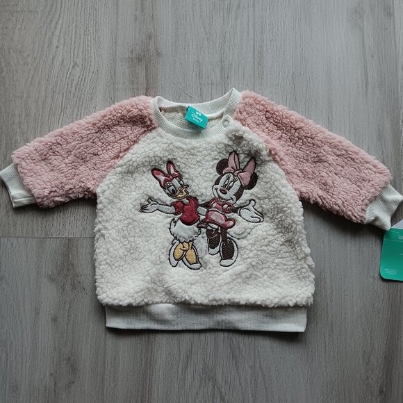 Disney Baby Fleece Sweatshirt Minnie Mouse Daisy Duck White Pink 0/3M 3 Months - Picture 6 of 6